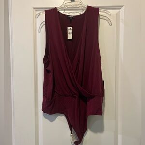 Express Maroon Wrap Tank Bodysuit Women’s Size XL